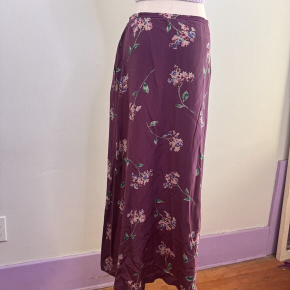 Vintage 90s Jones New York 100% Silk Floral Midi Skirt Button Front Indie Fairy - Picture 5 of 7